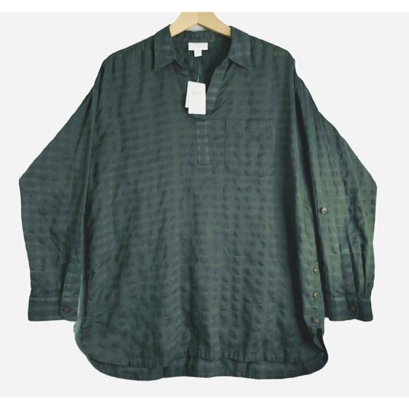 J Jill Textured Side Button Tunic Top Women Size M Coriander NWT $89 - Picture 9 of 9